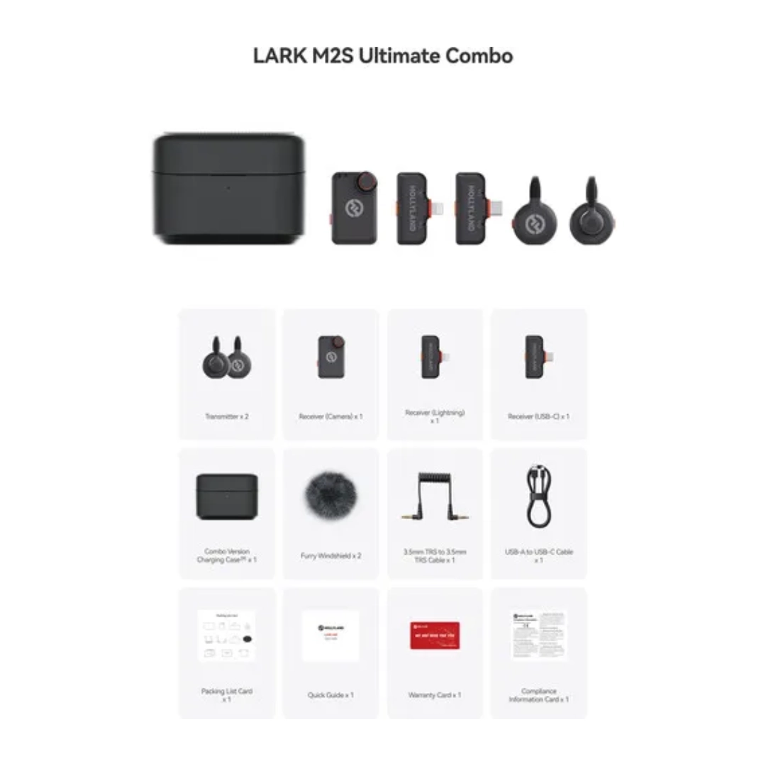 Hollyland LARK M2S Ultimate Combo 2-Person Wireless Microphone System for Cameras and Mobile Devices (2.4 GHz, Space Gray) 2